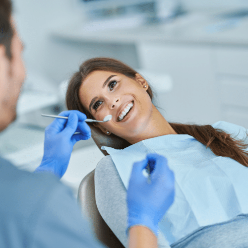 a woman on a dental clinic having a dental checkup