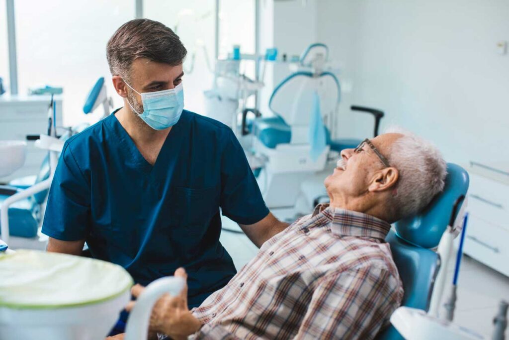 an old man about to under go a dental sedation procedure